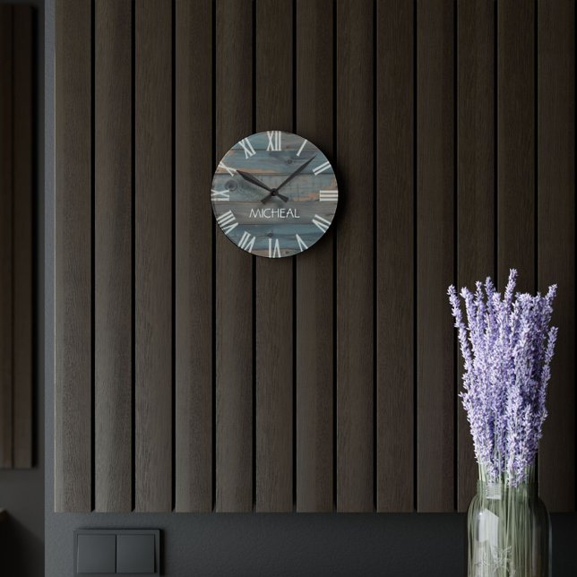 Rustic Driftwood Clock Monogram Personalised (Creator Uploaded)