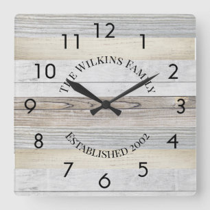 Rustic Driftwood Personalised Square Wall Clock