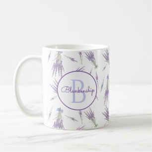 Rustic Dry Lavender Flower Bundles Monogram Coffee Mug