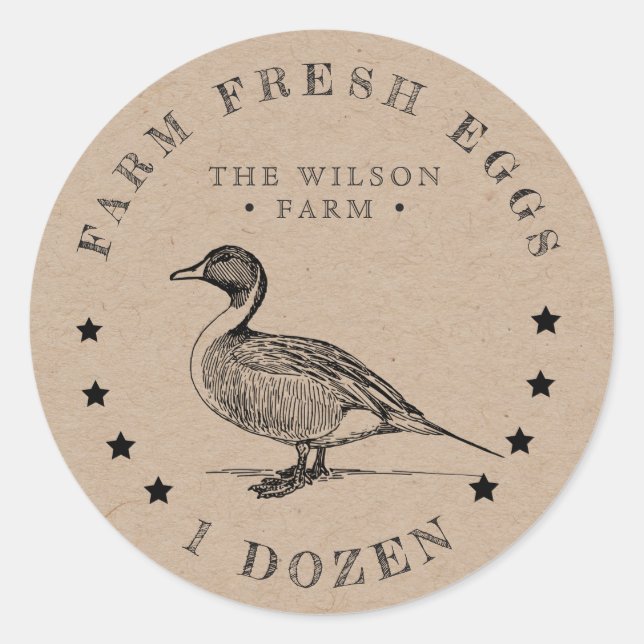 rustic duck kraft Egg Carton Sticker (Front)