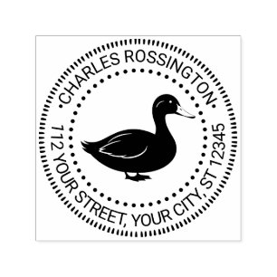 Rustic Duck Standing Name Return Address Self-inking Stamp