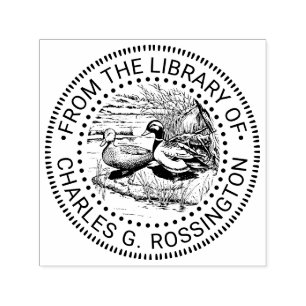 Rustic Ducks at Water Edge Library Book Name Self-inking Stamp
