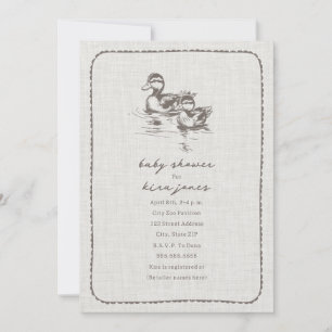 Rustic Ducks Doodle Neutral Baby Shower Invitation
