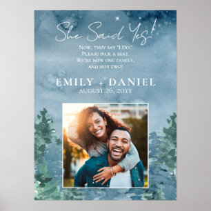 Rustic Dusky Blue Mountains Wedding Day Poster