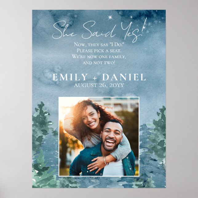 Rustic Dusky Blue Mountains Wedding Day Poster (Front)