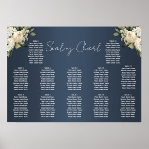 Rustic Dusty Blue and White Roses Seating Chart