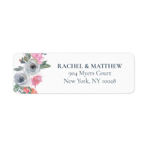 Rustic Dusty Blue Blush Watercolor Floral Wedding