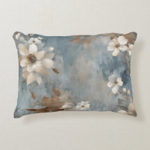 Rustic Dusty Blue Brown Cream Farmhouse Floral