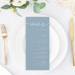 Rustic Dusty Blue Calligraphy Wedding Menu Cards<br><div class="desc">Rustic Dusty Blue Calligraphy Wedding Menu Cards
Minimalist Wedding Menu Cards | Modern Menu,  Wedding Dinner Menu,  Rustic Let's Eat Wedding Dinner and Drinks Menu,  Simple Calligraphy Rustic Wedding Menus Wedding Menus,  Rustic Wedding Menu,   Wedding Table Menu</div>