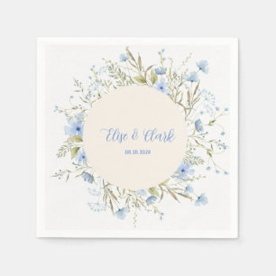 Rustic Dusty Blue Delicate Wildflower Wedding Napkin