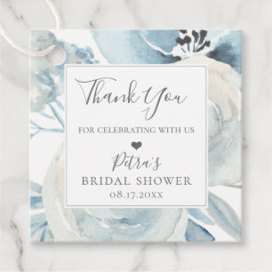 Rustic Dusty Blue Floral Bouquet Thank You Favour Tags