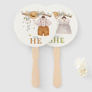 Rustic Dusty Blue Floral Cottagecore Gender Reveal Hand Fan