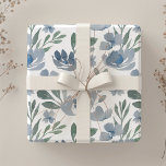 Rustic Dusty Blue Floral Watercolor Pattern  Wrapping Paper Sheet<br><div class="desc">This is a gorgeous original watercolor design created in our studio. The delicate dusty blue flowers contrast beautifully with the green foliage elements. Great for weddings,  anniversaries,  birthdays and more.</div>