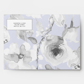 Rustic Dusty Blue Floral Wedding Envelope