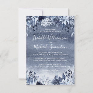 Rustic Dusty Blue Floral Wedding Invitation