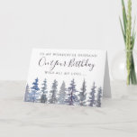 Rustic Dusty Blue Forest Husband Birthday  Card<br><div class="desc">watercolor dusty blue trees happy birthday card. Customisable</div>