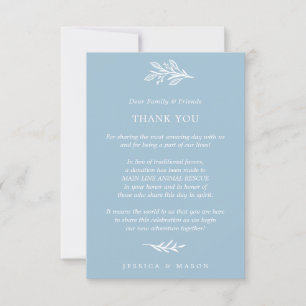 Rustic Dusty Blue In Lieu of Favours Place Card