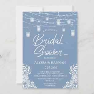 Rustic Dusty Blue LGBTQ Bridal Shower Invitation