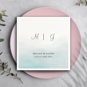 Rustic Dusty Blue Monogrammed Wedding Cocktail Napkin