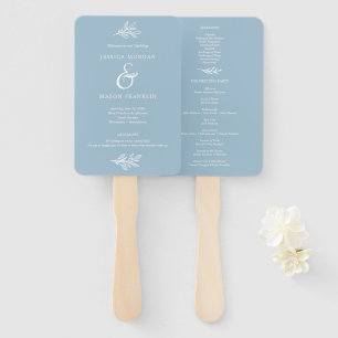 Rustic Dusty Blue Mr and Mrs Wedding Program Fan