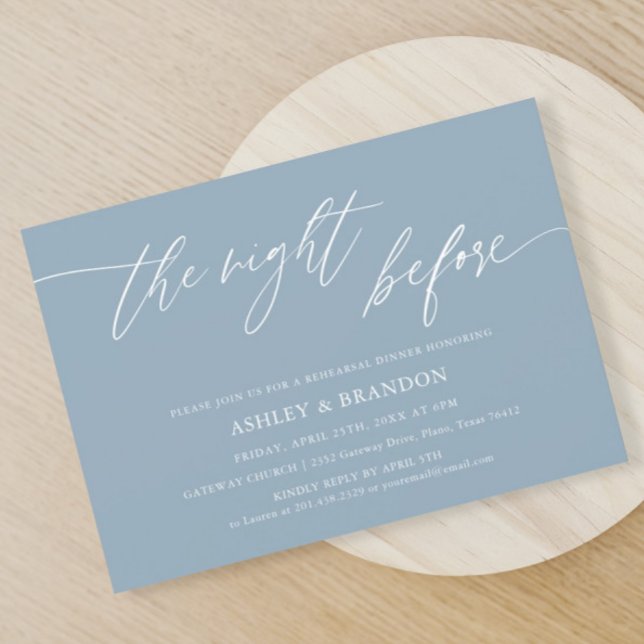Rustic Dusty Blue Rehearsal Dinner Invitation (Creator Uploaded)