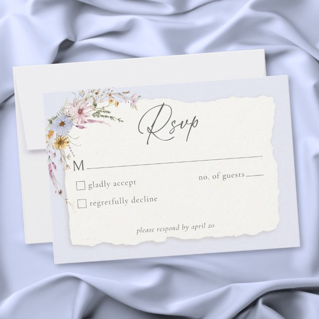 Rustic Dusty Blue Romantic Wildflower Wedding RSVP Card (Rustic Dusty Blue Romantic Wildflower Wedding RSVP Card)