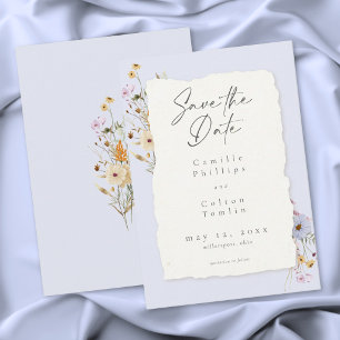 Rustic Dusty Blue Romantic Wildflower Wedding Save The Date