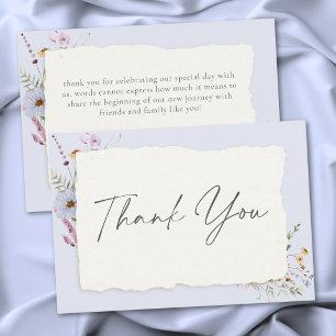 Rustic Dusty Blue Romantic Wildflower Wedding Thank You Card
