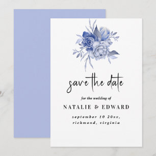 rustic dusty blue roses and other flowers save the date
