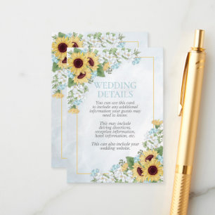Rustic Dusty Blue Sunflower Details Enclosure Card