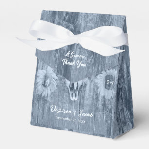 Rustic Dusty Blue Sunflowers Bull Skull Favour Box