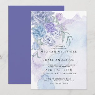 Rustic Dusty Blue Watercolor Floral Invitation