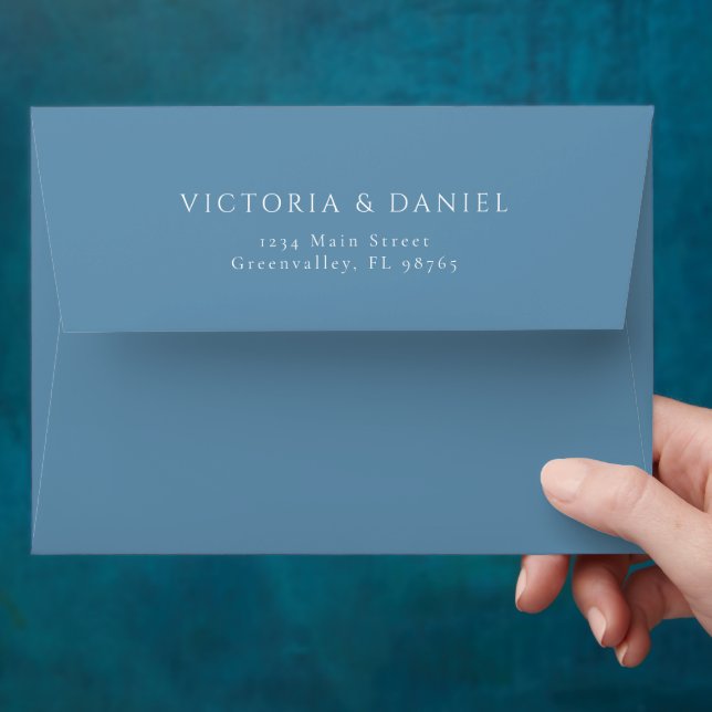 rustic dusty Blue watercolor flower bouquet Envelope (Hand)