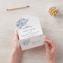 rustic dusty blue watercolor flowers & leaves