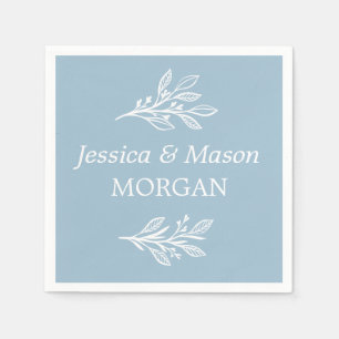 Rustic Dusty Blue Wedding Cocktail Napkin