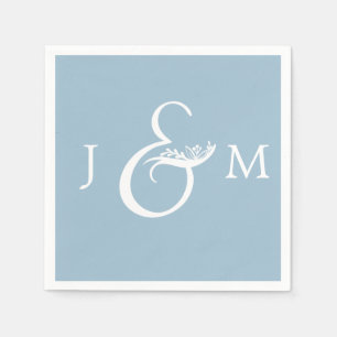 Rustic Dusty Blue Wedding Cocktail Napkin