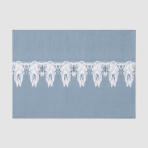 Rustic Dusty Blue White Western Bull Skull Pattern Tissue Paper