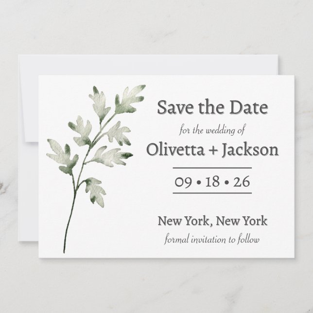 Rustic Dusty Blue Wild Flower Save The Date (Front)