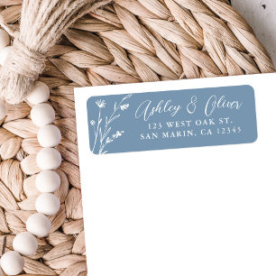 Rustic Dusty Blue Wildflower Return Address