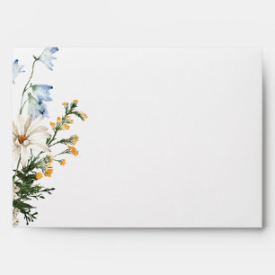 Rustic Dusty Blue Wildflowers & Daisies Shower Envelope