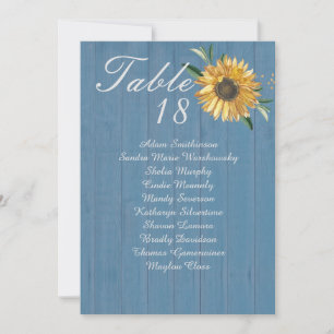 Rustic Dusty Blue Wood, Golden Sunflower Table Ann Announcement