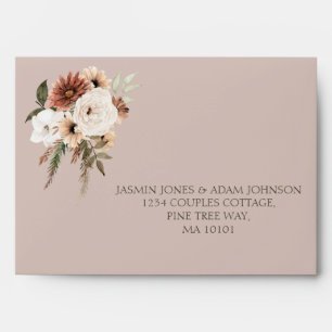 Rustic Dusty Pink and Green Floral Wedding Envelope