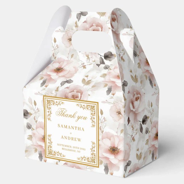 Rustic dusty pink ivory floral wedding favour boxe favour box (Rustic dusty pink ivory floral wedding favor boxes)