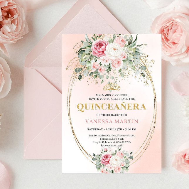 Rustic Dusty Pink Rose Gold Quinceañera Invite (Rustic Dusty Pink Rose Gold Quinceañera Invite

)