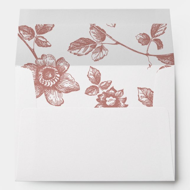 Rustic Dusty Pink Whimsical Floral Wedding Envelope (Back (Bottom))