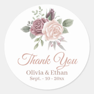 Rustic Dusty Rose Floral Bouquet Classic Round Sticker