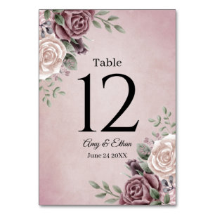Rustic Dusty Rose Floral PinkTable Number Table Number