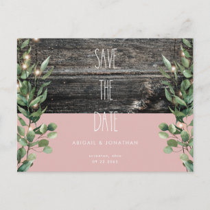 Rustic Dusty Rose Foliage Wedding Save the Date  Postcard
