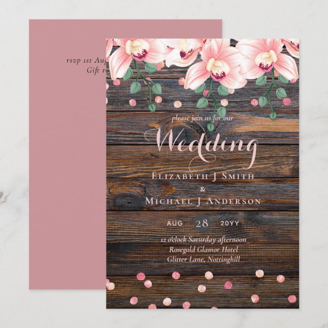 Rustic Dusty Rose Pink Floral Wedding (Front/Back)