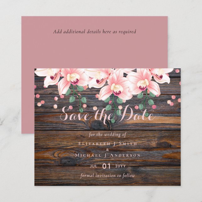 Rustic Dusty Rose Pink Floral Wedding (Front/Back)